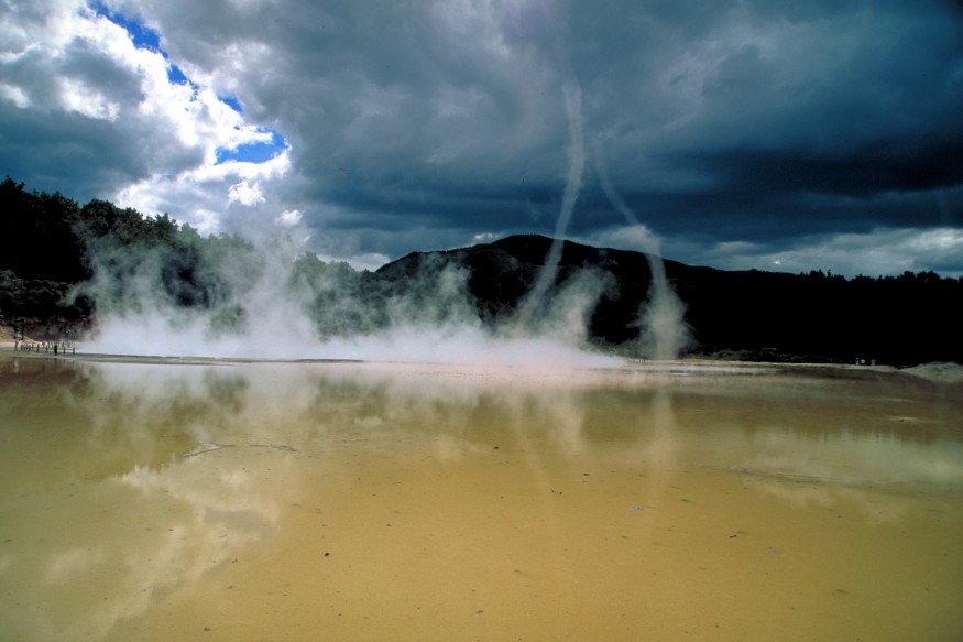 Thermal Waterspouts in Waiotapu Thermal Reserve in New Zealand
